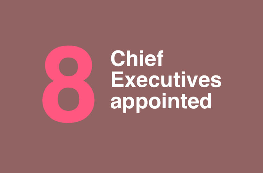 Banner that reads 8 Chief Executives appointed