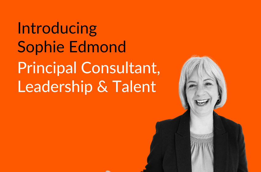 Banner header showing a headshot of Sophie Edmond that reads Introducing Sophie Edmond Principal Consultant, Leadership & Talent